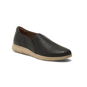 COBB HILL ROCKPORT Black Leather Lenoir Perforated Comfort Loafer